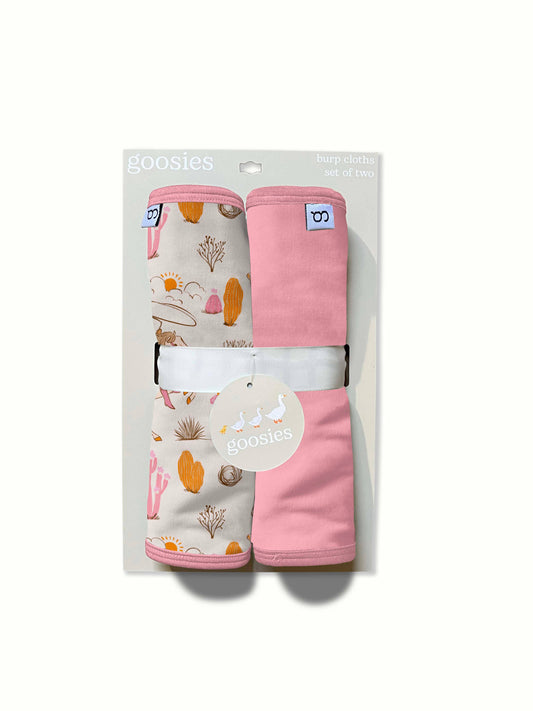 Saddle Up, Cowgirl Toile Burp Cloth Set