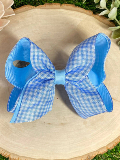 Gingham Hair Bow - 4.5"