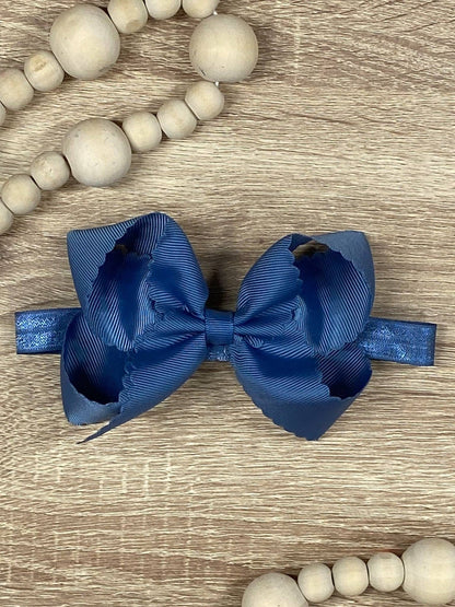 Scalloped Bow-Headband -4.5"