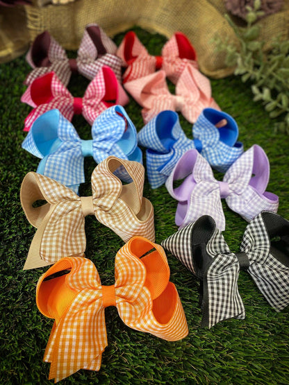 Gingham Hair Bow - 4.5"