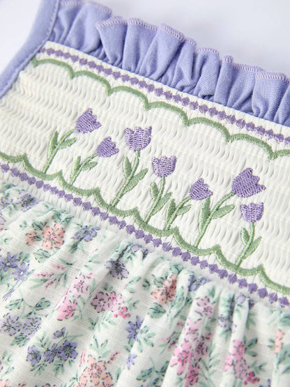 Floral Smocked Bloomers Set