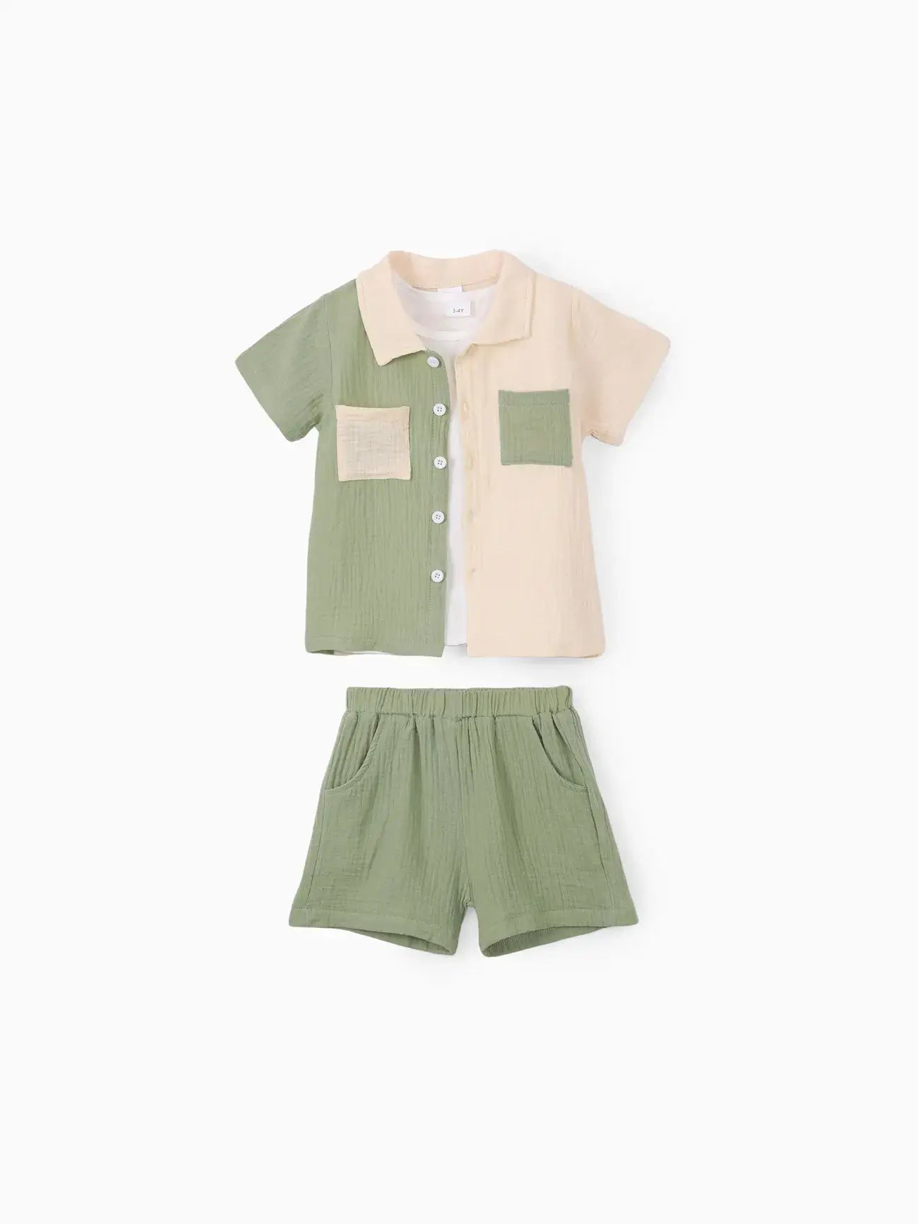 Gauze Color Block Short Set