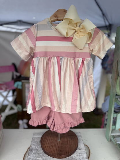 Blush Stripe Short Set