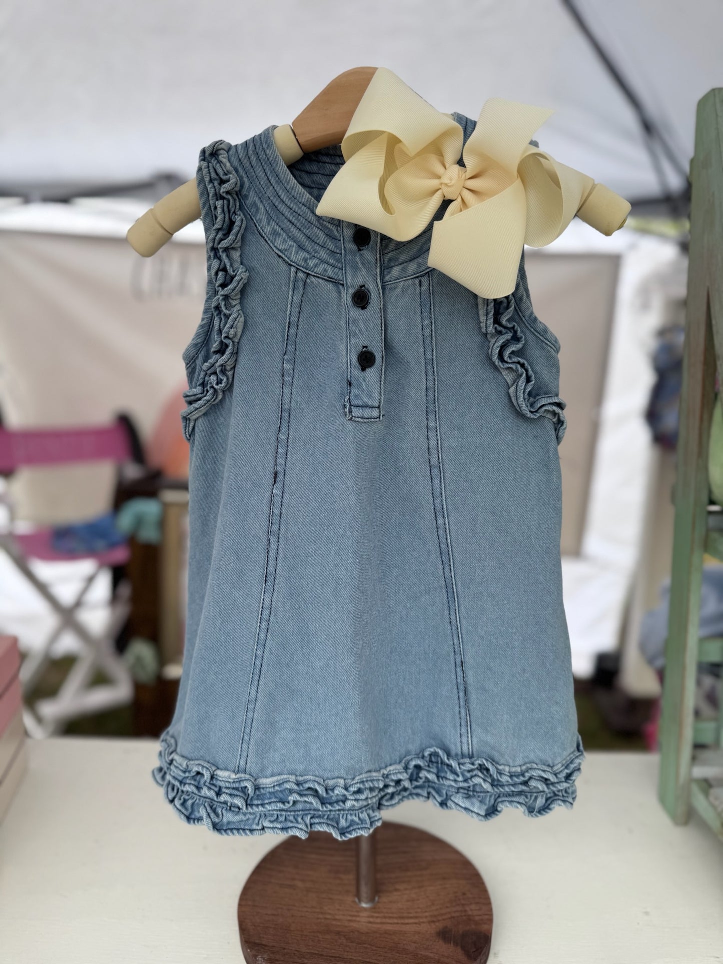 Denim Ruffle Tank Dress