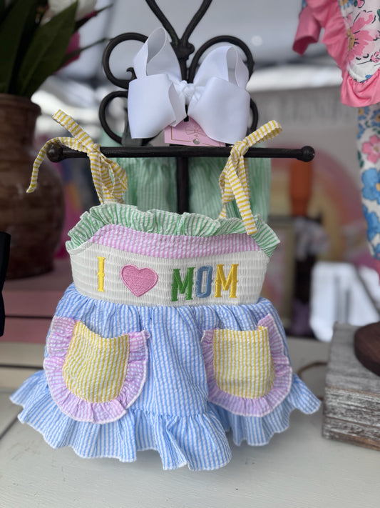 “I ❤ MOM” Smocked Bloomer Set