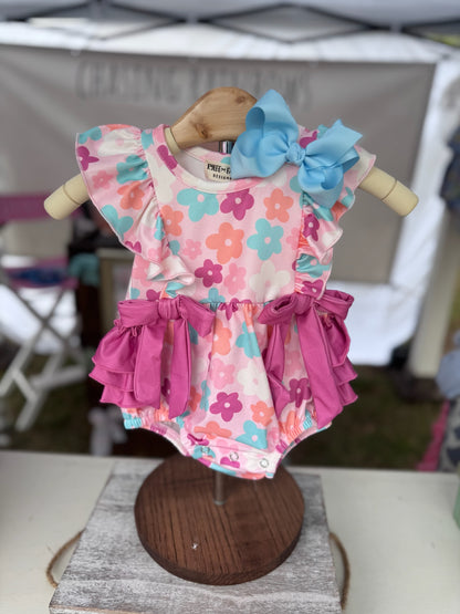 Colorful Floral Ruffle Romper