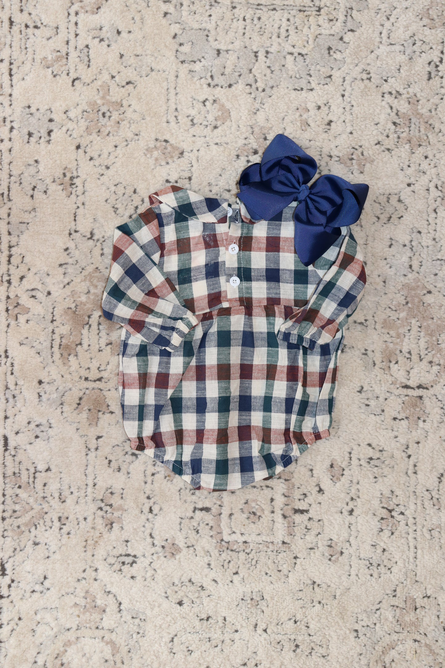 Fall Vintage Plaid Ruffle Bubble