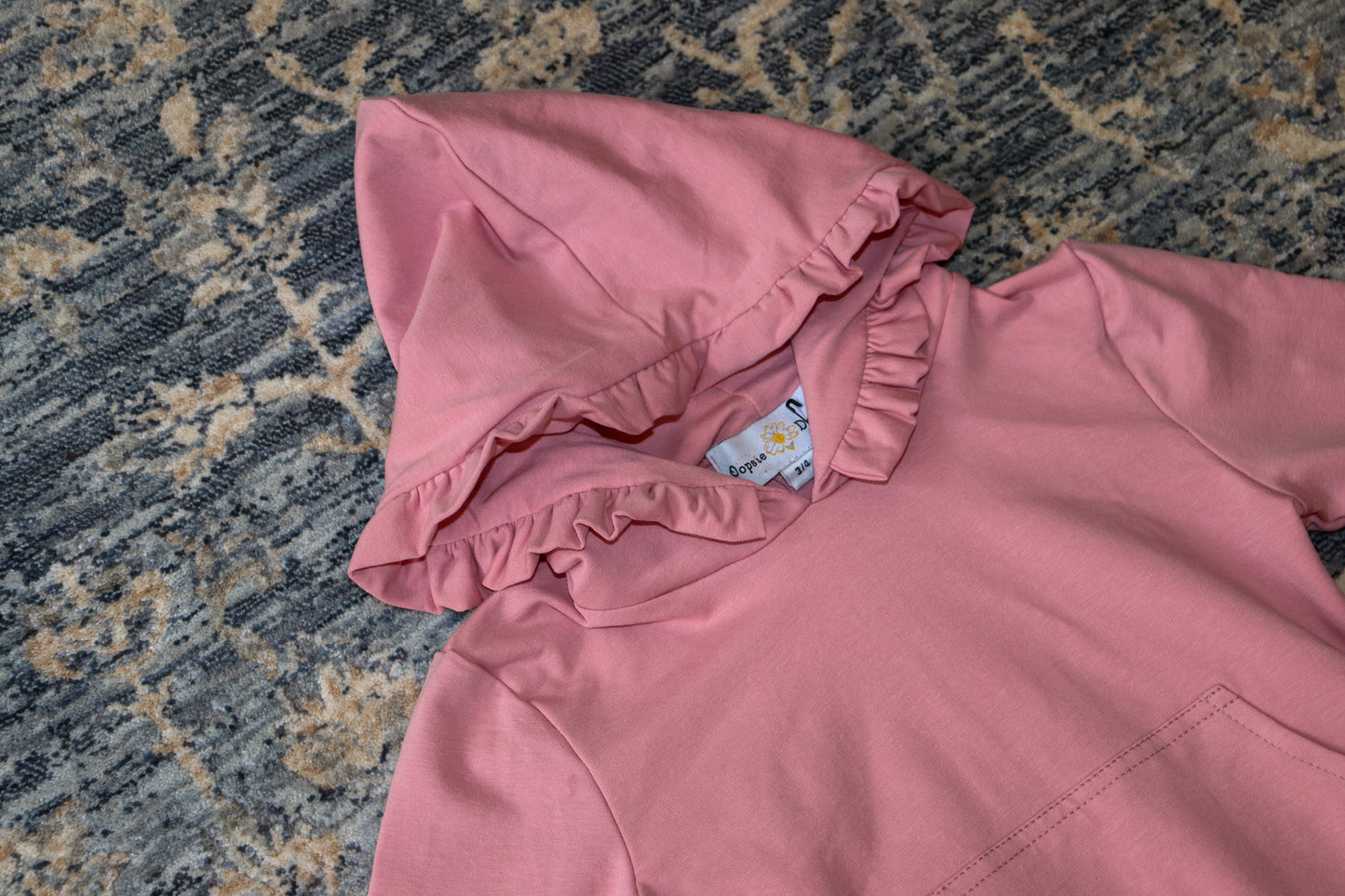 Hooded Ruffle Pocket Fall Winter Lounge Set