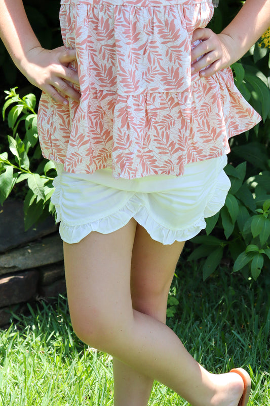 Ruffle Elastic Waist Shorts
