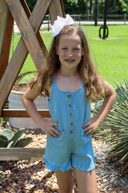 Ruffle Hem Chambray Jumper