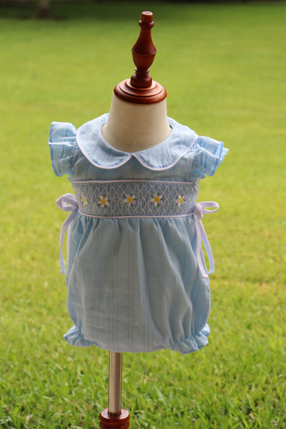 Smocked Floral Ruffle Bubble