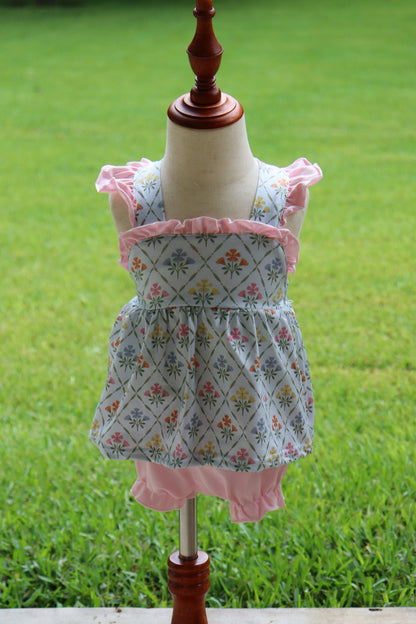 Floral Block Print Bloomer Set