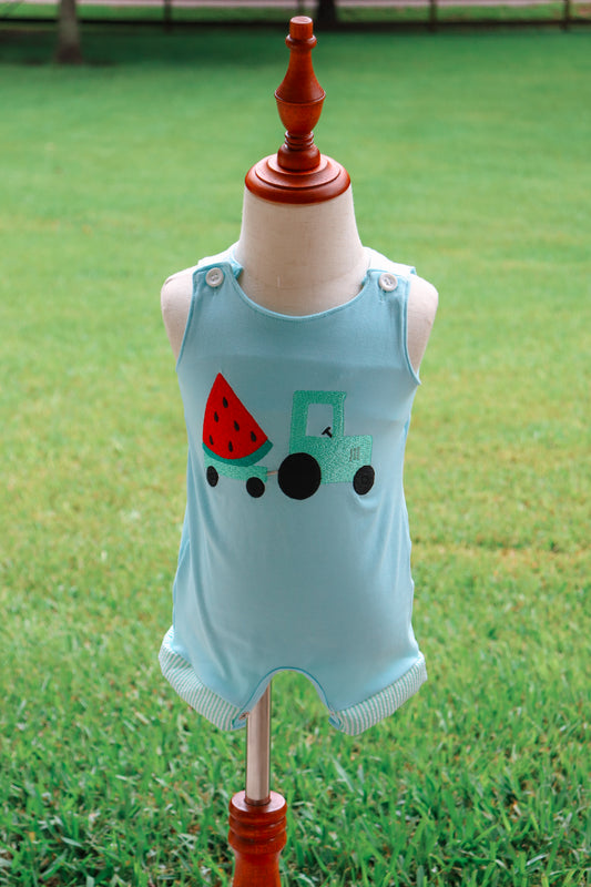 Smocked Watermelon Tractor Romper