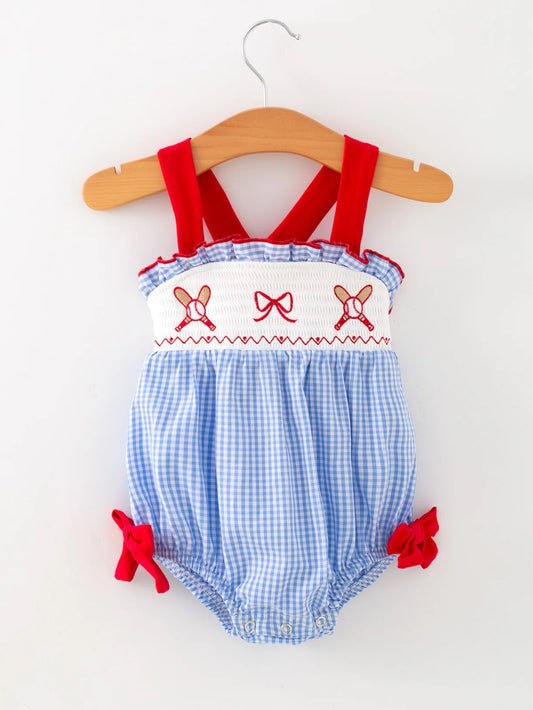 Baseball Smocked Romper