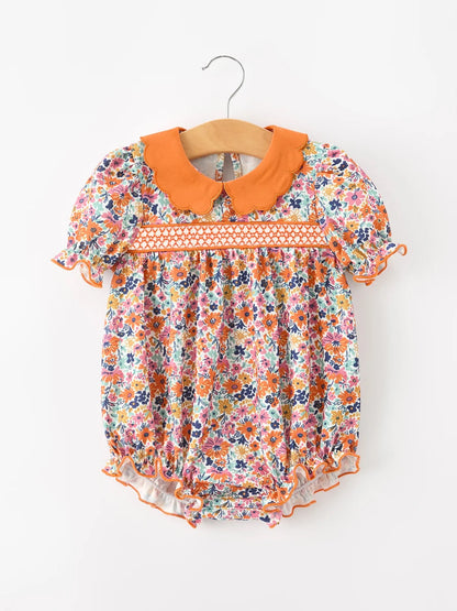 Fall Floral Smocked Bubble
