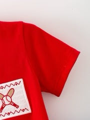 Baseball Smocked Short Set