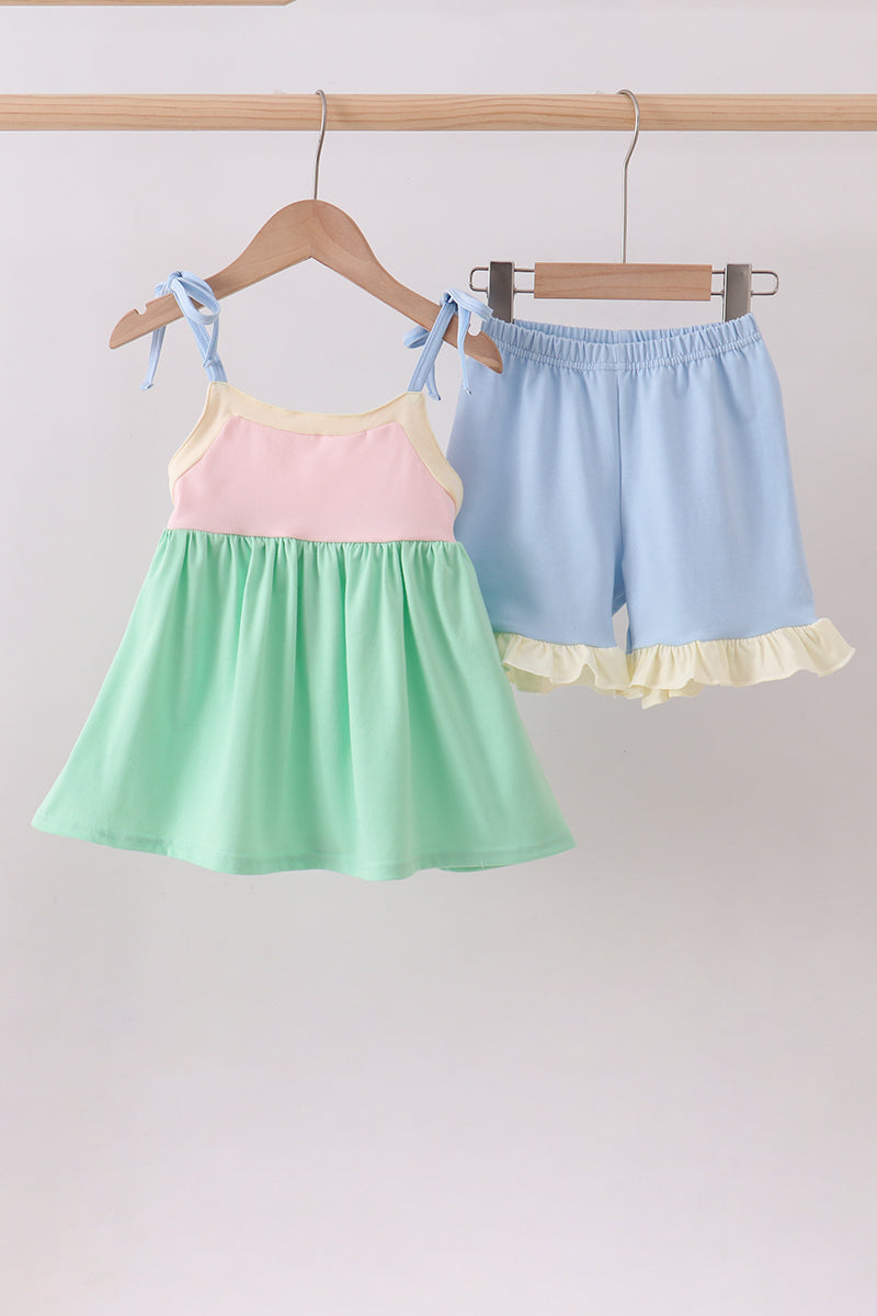 Color Block Short Set