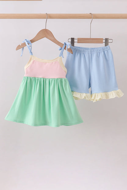 Color Block Short Set