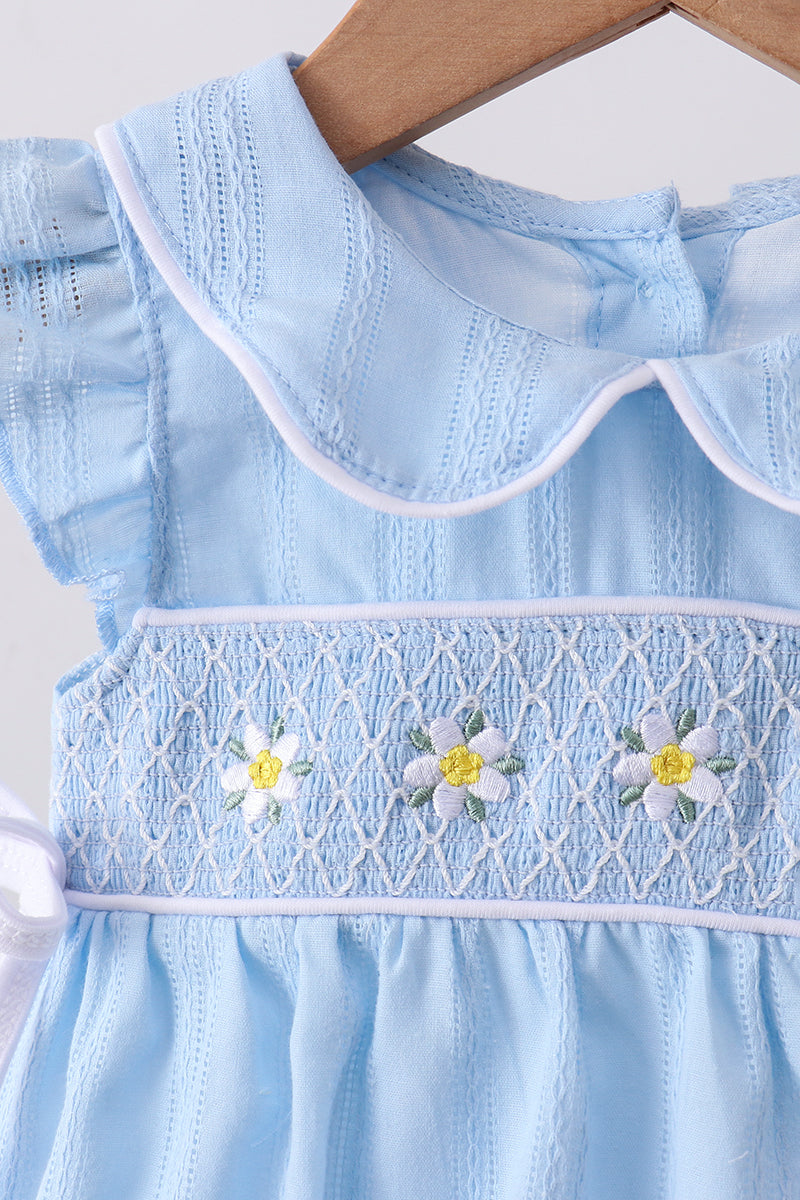 Smocked Floral Ruffle Bubble