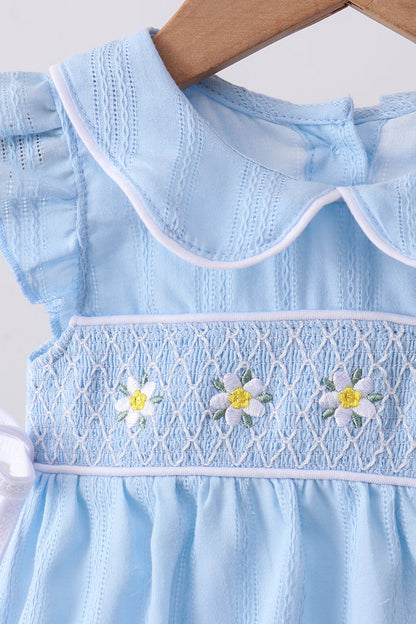 Smocked Floral Ruffle Bubble