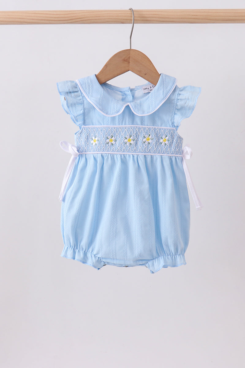 Smocked Floral Ruffle Bubble