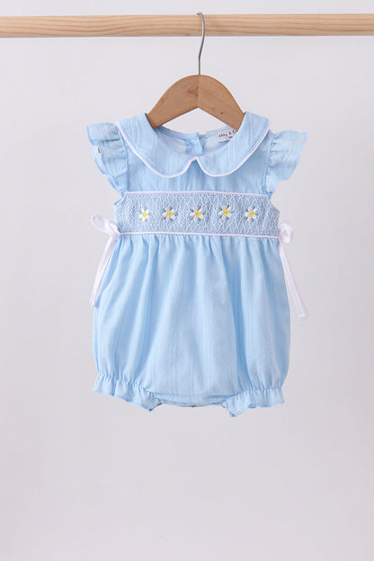 Smocked Floral Ruffle Bubble