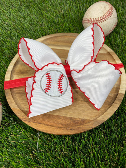 Baseball Moonstitch Hair Bow | Headband