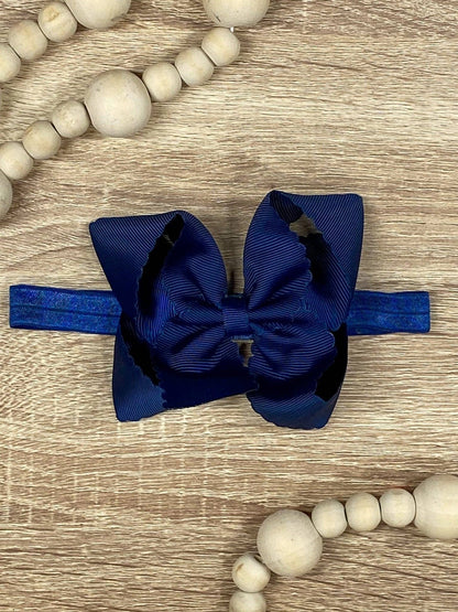 Scalloped Bow-Headband -4.5"