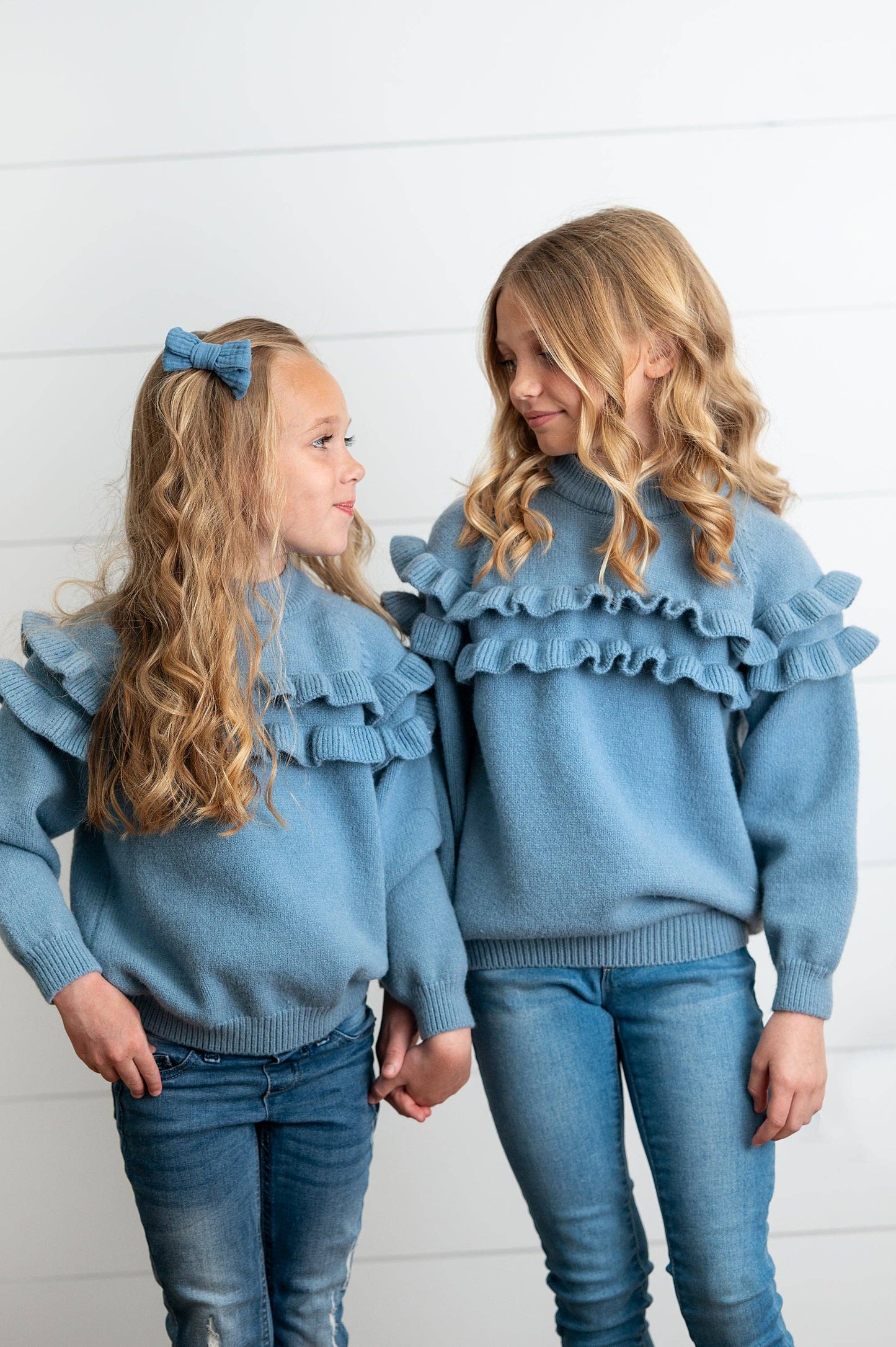 Double Ruffle Crew Neck Sweater