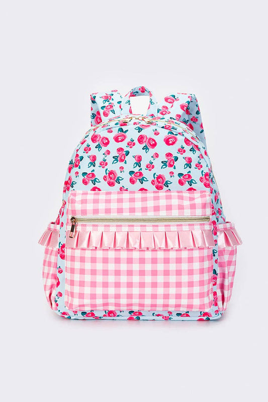 Gingham Flower Ruffle Backpack
