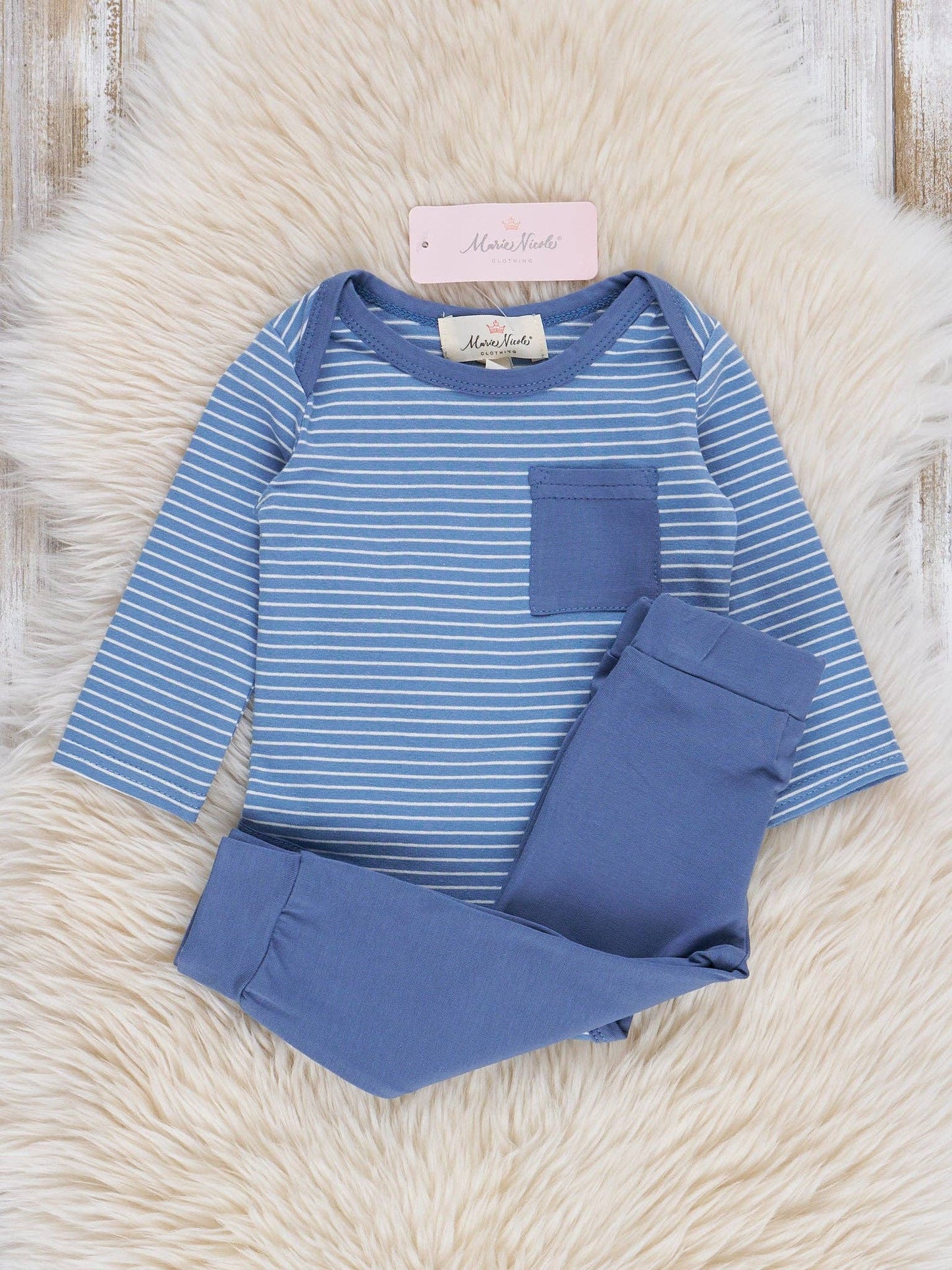 Blue Striped Jogger Set