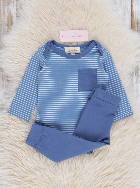 Blue Striped Jogger Set