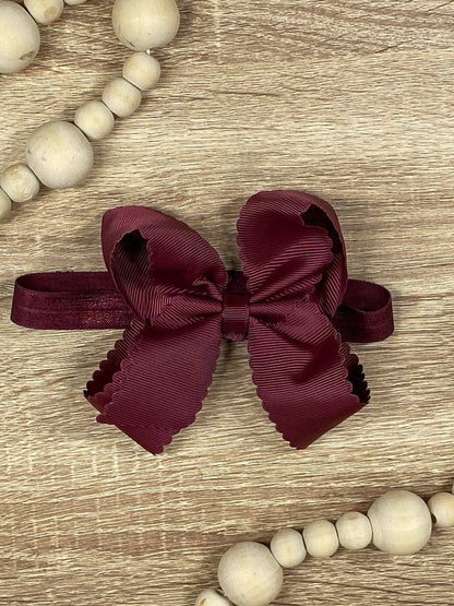 Scalloped Bow-Headband -4.5"