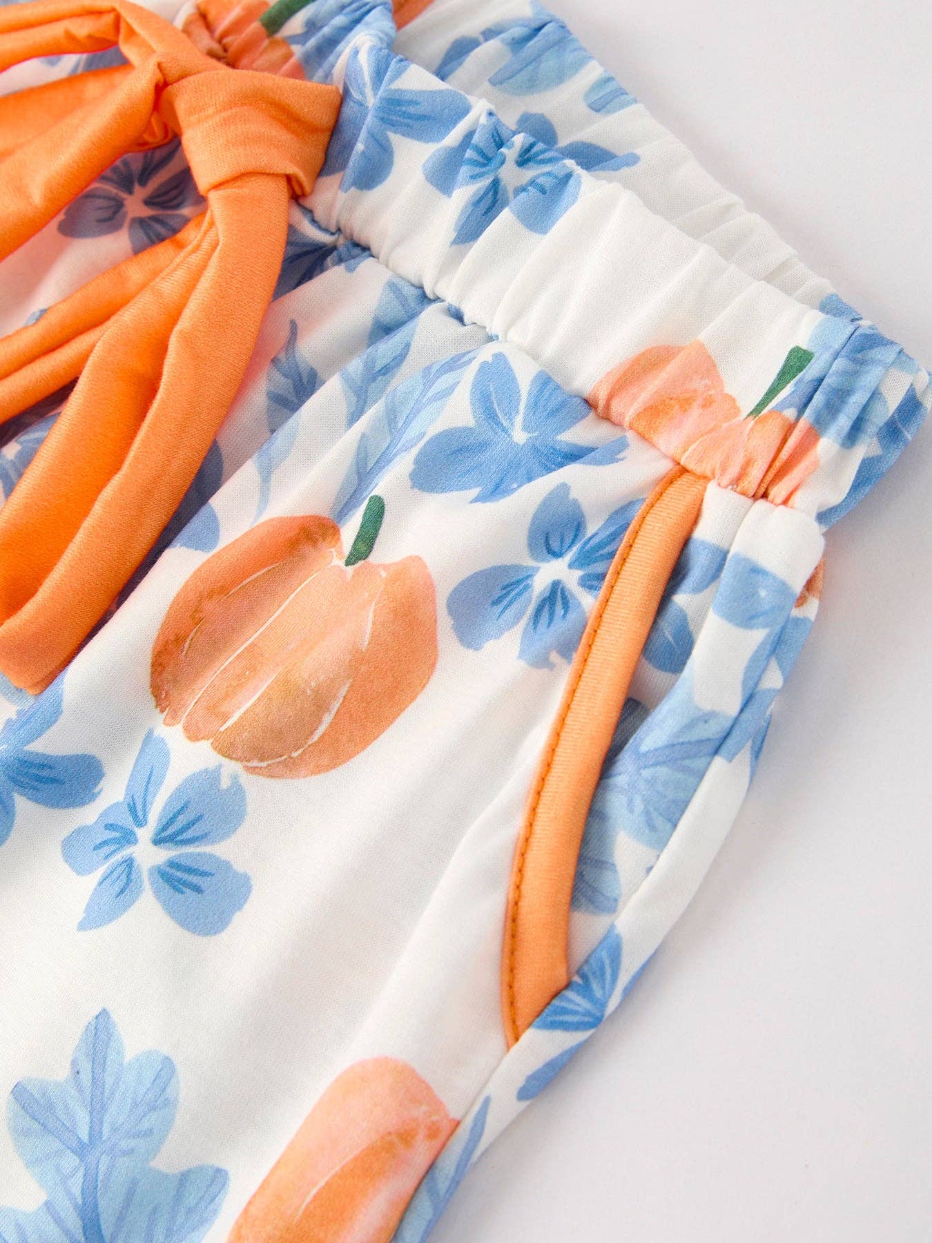Thanksgiving Day Pumpkin Floral Pajama Set