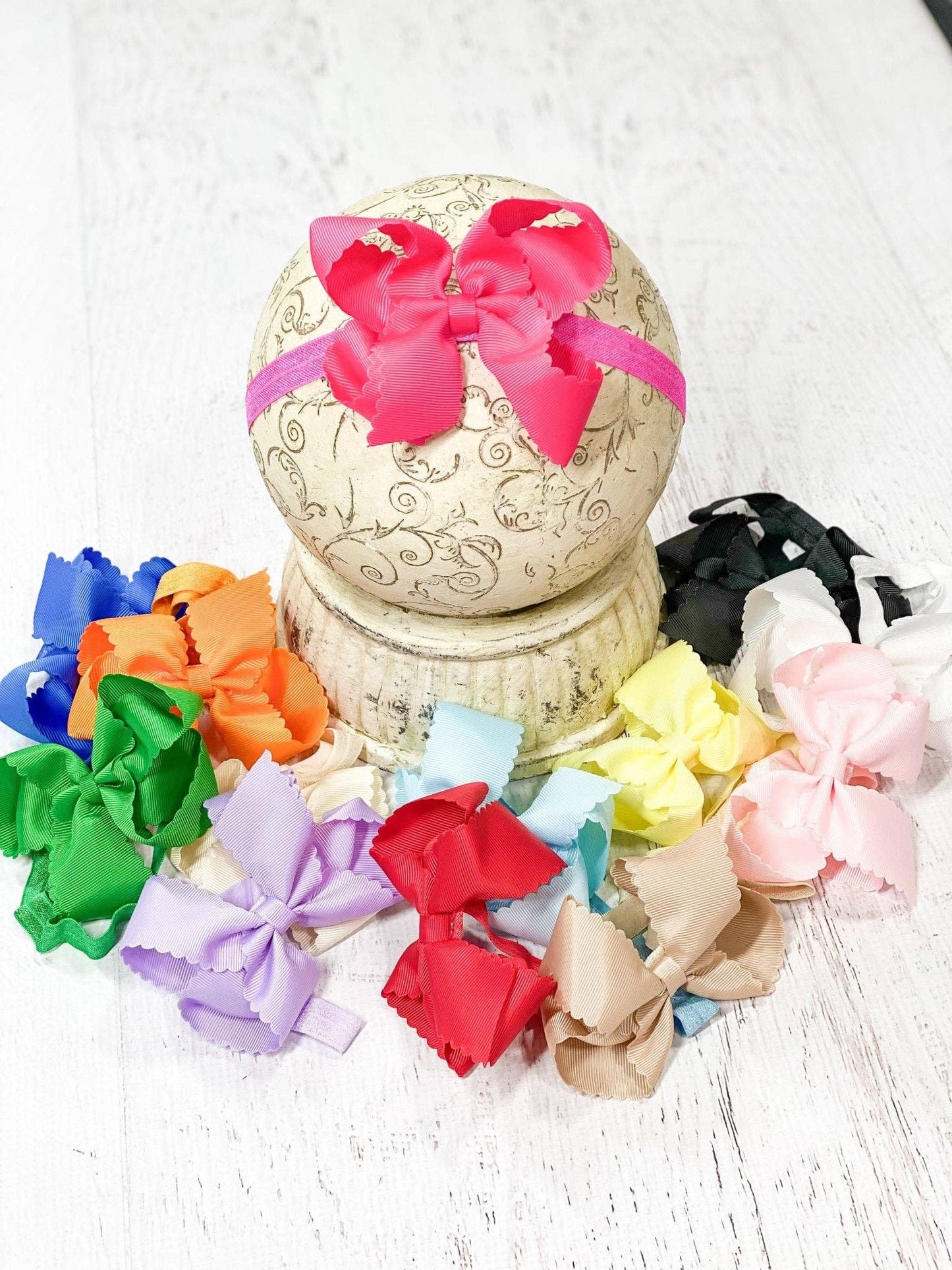 Scalloped Bow-Headband -4.5"