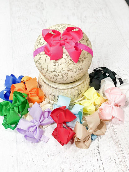 Scalloped Bow-Headband -4.5"