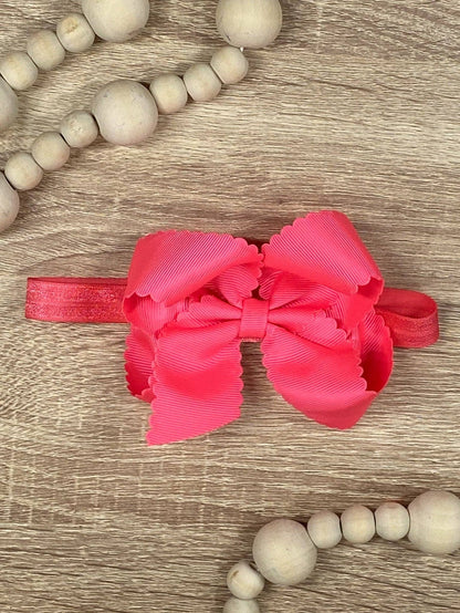 Scalloped Bow-Headband -4.5"