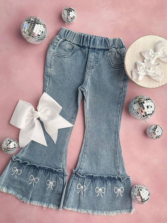 Coquette Bow Bell Bottom Jeans