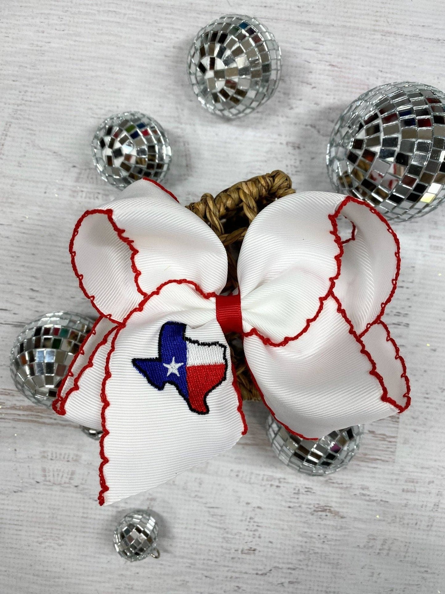 Texas Flag Moonstitch Bow