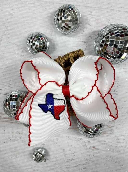 Texas Flag Moonstitch Bow