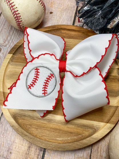 Baseball Moonstitch Hair Bow | Headband