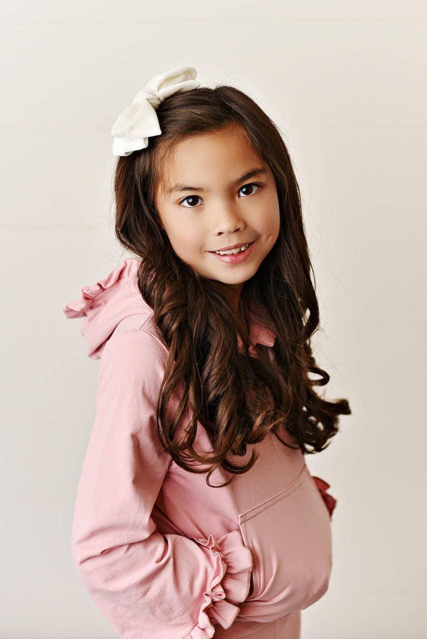 Hooded Ruffle Pocket Fall Winter Lounge Set