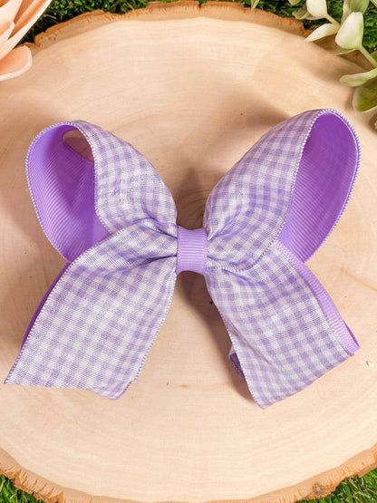 Gingham Hair Bow - 4.5"