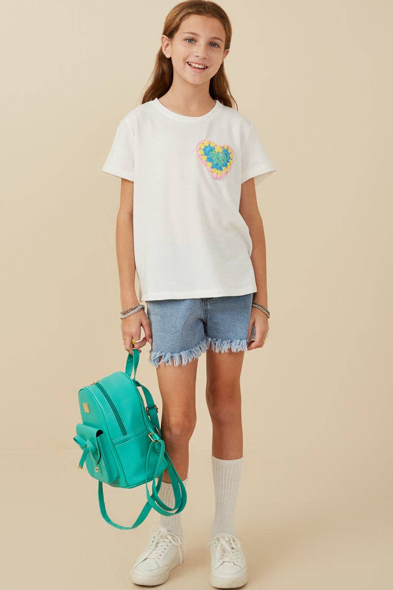 Crochet Heart Pocket Tee
