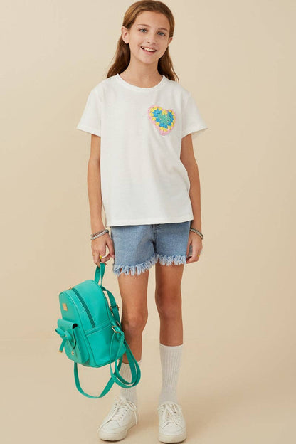 Crochet Heart Pocket Tee