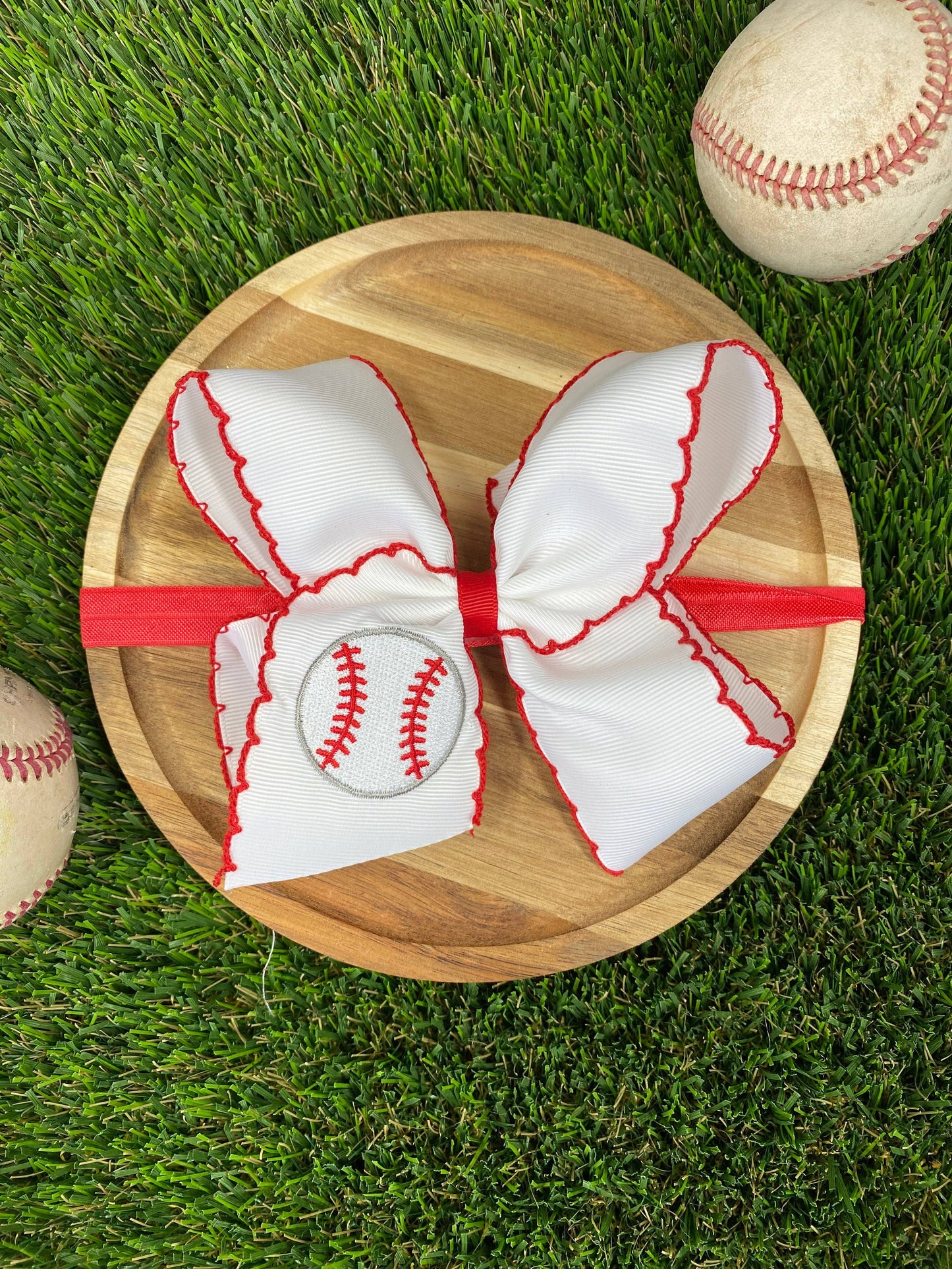 Baseball Moonstitch Hair Bow | Headband