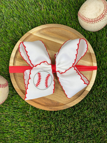 Baseball Moonstitch Hair Bow | Headband