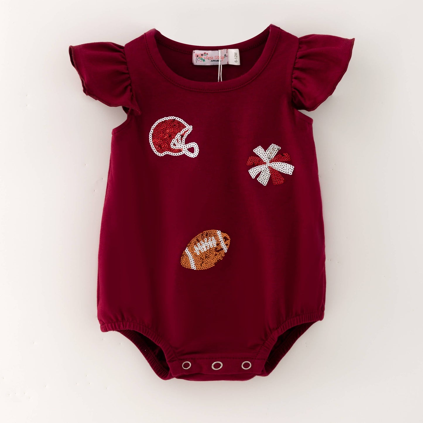 Maroon Football Sequin Romper