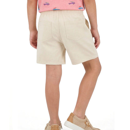Textured Beige Linen Shorts