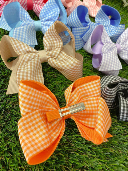 Gingham Hair Bow - 4.5"